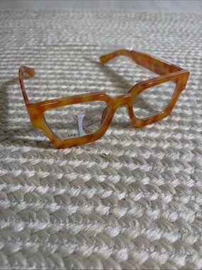 Ryan Simkhai Women’s Amber Tortoiseshell Square Reading Frame Glasses +1.25